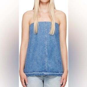 rag & bone Blue Denim Strapless Top